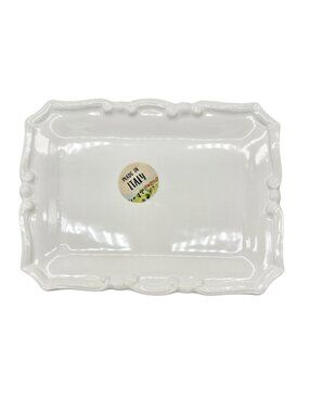 Effetti Handmade Rectangular Ceramic Tray White Made In Italy 8 x 6 inches